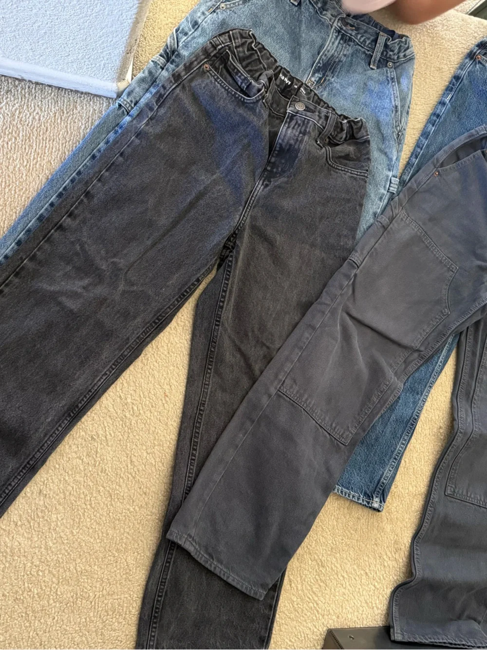 Boys Youth Old Navy Baggy Fit Casual Denim Cargo Pants Jeans